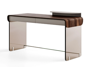 ADAM - Wood and glass writing desk with drawers _ Capital Collection